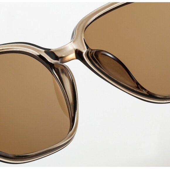 Retro Brown Large Frame Sunglasses Square Wood Grain Glasses Sunglasses main image 5
